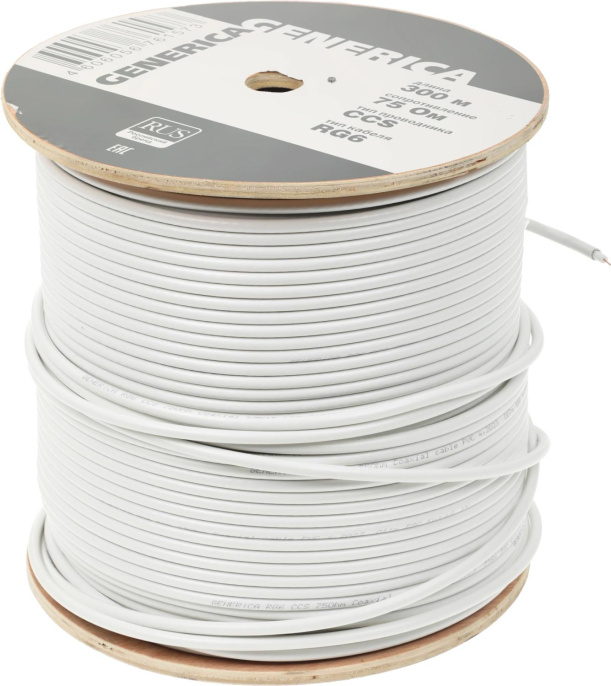 Кабель коаксиальный ITK RG-6, 300м, белый [cc1-r6f1-111-300-g]