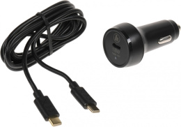 Автомобильное зарядное устройство HAMA H-183327, USB-C, USB-C, 18Вт, 3A, черный [00183327]