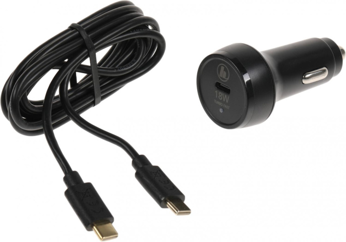 Автомобильное зарядное устройство HAMA H-183327, USB-C, USB-C, 18Вт, 3A, черный [00183327]