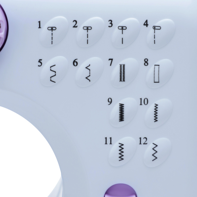 Швейная мини-машинка RAGEX R1101-100, 12 типов стежков, 2 скорости + педаль, белая