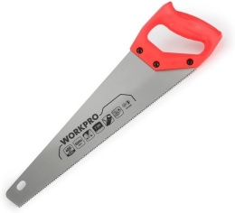 Ножовка WorkPro WP215001 400мм эргономичная ручка, пильное полотно 65-миллиметровой толщины с точными заточными зубьями, долговечное, подходит для быстрой резки дерева, бамбука, ПВХ и других материалов