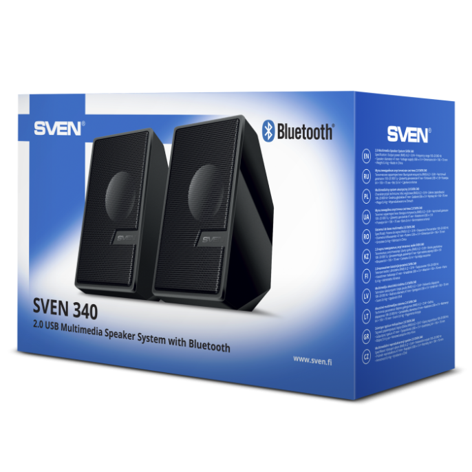 Колонки Bluetooth Sven 340, 2.0, черный [sv-021399]