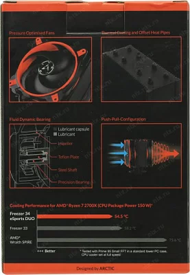 Охладитель Arctic ACFRE00060A Freezer 34 eSports DUO Red (4пин 1155/2011-3/2066/AM4200-2100об/минAl+тепл.трубки)