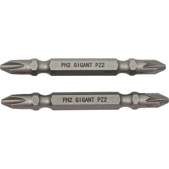 Биты двусторонние комбинированные 2 шт, PH2-PZ2, 60 мм, S2 Gigant GBS 2C65A