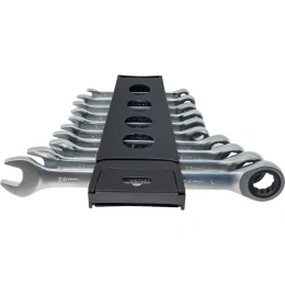 Набор комбинированных ключей TLX MT8602PR рожковые и накидные, с трещоткой, 8-24 мм, на клипсе, 10 шт. 73376