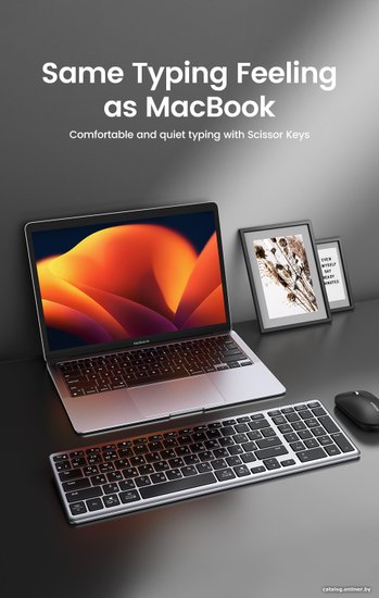 Клавиатура беспроводная UGREEN KU005 15956 2.4GHz Bluetooth5.0 Ultra Slim Wireless Keyboard. Цвет: серебристый