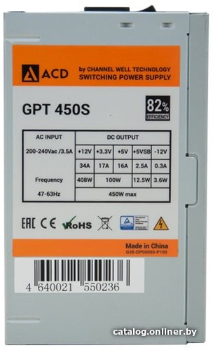 Блок питания ACD GPT450S GPT-450S 450W, 82% max 85% , 120mm FAN , OEM {10}