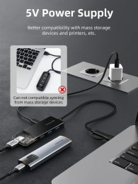 Концентратор CABLETIME CB03B (CT-HUBT3-PB) 4 порта, 5Gbps, 0.15 м, с адаптером USB-C, USB-хаб для ноутбука и ПК