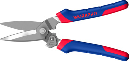 Ножницы WorkPro WP214009 200мм (многофункциональные, усиленные, подходят для резки ковров, стальной проволоки, канатов, резины, шлангов, листов ПВХ, пакетов и веток и т.д., мягкая ручка из двух материалов для удобного захвата, прочное кованое лезвие из 60