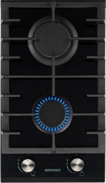 Газовая варочная панель NORDFROST HM 3023 B,  2 конфорки,  закаленное стекло,  черный