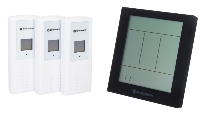 Метеостанция Bresser Temeo Hygro Quadro Prestige с тремя датчиками, серая 78585