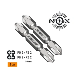 Набор бит двухсторонних (2 шт; Ph2xPz2х50 мм; карта) NOX 336003