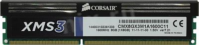 Память DDR3 8Gb 1600MHz Corsair CMX8GX3M1A1600C11 XMS3 RTL PC3-12800 CL11 DIMM 240-pin 1.5В