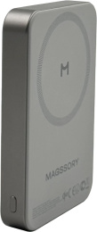 Мобильный аккумулятор Magssory PBN022 10000mAh QC4.0/PD3.0 15W 3A USB-C беспров.зар. титановый (29986662)