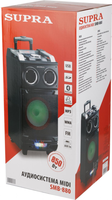 Музыкальный центр Supra SMB-880, 140Вт, с караоке, Bluetooth, FM, USB, SD, черный