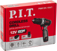 Дрель-шуруповёрт P.I.T. PBM12K-10A/1 аккумуляторная, 12В, 22Нм, 10 мм, 2ск, 0-350/1350, 1х2.0Ач, ЗУ, коробка