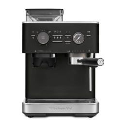 Кофемашина KitchenAid 5KES6551EBK, давление 15 бар, 15 уровней помола, объем резервуара для воды 2.5 л, автоматический капучинатор, одновременное приготовление двух чашек, индикатор наличия зерен, индикация уровня воды, цвет черный чугун