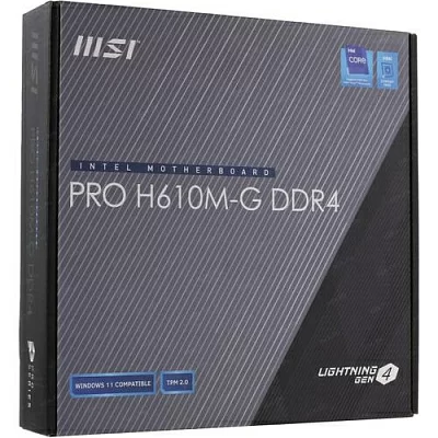 Мат. плата MSI PRO H610M-G DDR4 0,LGA1700,2DDR4,1PCI-Ex16,1PCI-Ex1,2M.2(KEY M+KEY E),4SATA