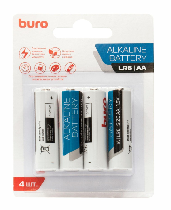 AA Батарейка Buro Alkaline LR6,  4 шт.