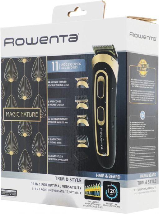Триммер Rowenta TN9118F0 черный/золотистый насадок в компл:9шт