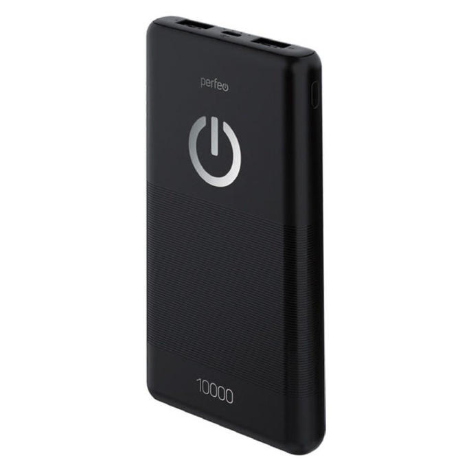 Perfeo Powerbank 10000 mah + Micro usb /In Micro usb /Out USB 1 А, 2.1A/ Black PF_B4296