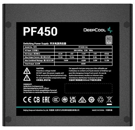 Блок питания Deepcool PF450 80+ (ATX 2.4 450W, PWM 120mm fan, 80 PLUS, Active PFC) RET