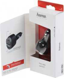 Автомобильное зарядное устройство HAMA H-173603, 3xUSB-A, 5Вт, 2.1A, черный [00173603]