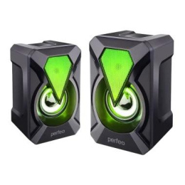 Perfeo колонки "FLAMES", 2.0, мощность 2х3 Вт, USB, чёрн, Game Design, LED подсветка 7 цв