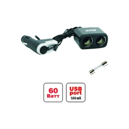 Разветвитель прикуривателя AVS CS213U 12/24 на 2 выхода+USB 43256