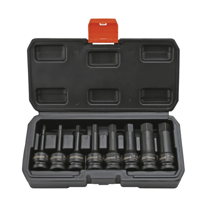 Набор головок ударных 1/2" HEX L 78 мм, H6-H19, 8 шт. AV Steel AV-724408