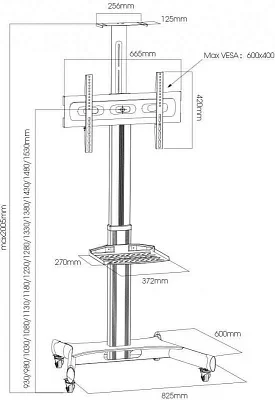 Подставка для телевизора Arm Media PT-STAND-11 черный 32"-65" макс.40кг напольный фиксированный