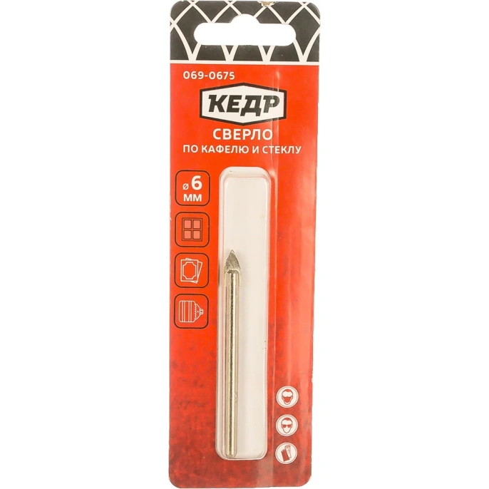Сверло по кафелю и стеклу 6 мм Кедр 28126