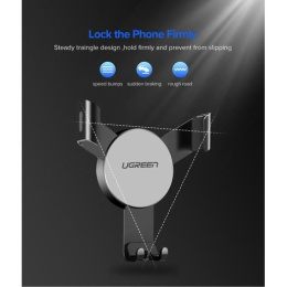 Подставка-держатель UGREEN LP130 (40907) Gravity Drive Air Vent Mount Phone Holder на ветиляционную решетку автомобиля . Цвет: черный