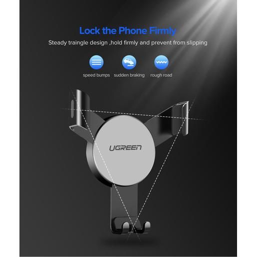 Подставка-держатель UGREEN LP130 (40907) Gravity Drive Air Vent Mount Phone Holder на ветиляционную решетку автомобиля . Цвет: черный