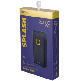 Perfeo Powerbank 20000 mah + Micro usb /In Micro usb /Out USB 1 А, 2.1A/ Black PF_B4298