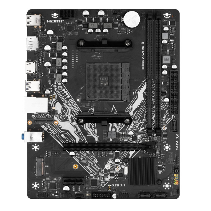 Материнская плата CBR A520M-D Chipset A520, Socket AM4, 2*DDR4, DP+HDMI,1*PCIEx16,1*PCIEx1,1*M.2 NVME,3*SATA3,4*USB 3.0+6*USB 2.0,LAN 1Gb MB-MSA520M-D-D4-DP-HDMI-RTL