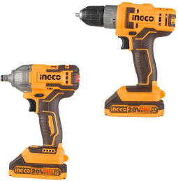 Набор аккумуляторных инструментовт Li-Ion 2шт Ingco COSLI230702 шуруповерт INGCO CDLI200528, гайковерт INGCO CIWLI2038, 2 акк, ЗУ, Сумка
