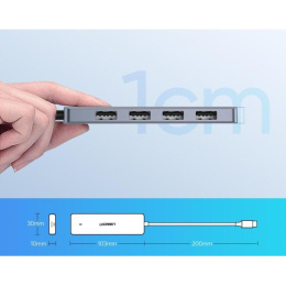 Хаб UGREEN CM219 70336 4-Ports USB-C 3.0 Hub. Цвет: серый
