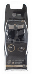 Кабель аудио-видео Cactus CS-HDMI.2-1.8,  HDMI (m) -  HDMI (m),  ver 2.0,  1.8м, GOLD,  черный