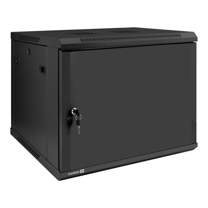 Шкаф телекоммуникационный 19" настенный 9U ExeGate EC-WM-9U.450.M.BLACK 19”, 9U, 600x450x500mm ШхГхВ , передняя дверь металл, съемные боковые панели, пыле- и влагозащита IP23, черный RAL 9004 EX298619RUS