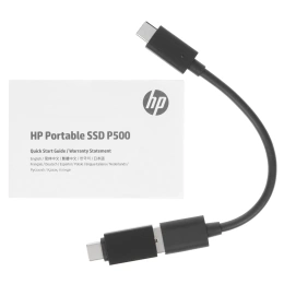 HP Внешний накопитель SSD USB3.2 HP P500 250GB 7PD50AA USB 3.2 Gen2, 420/260Mbps, 6K/19K IOPs, металл, Кабель+ переходник, цвет синий