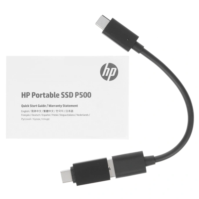 HP Внешний накопитель SSD USB3.2 HP P500 250GB 7PD50AA USB 3.2 Gen2, 420/260Mbps, 6K/19K IOPs, металл, Кабель+ переходник, цвет синий
