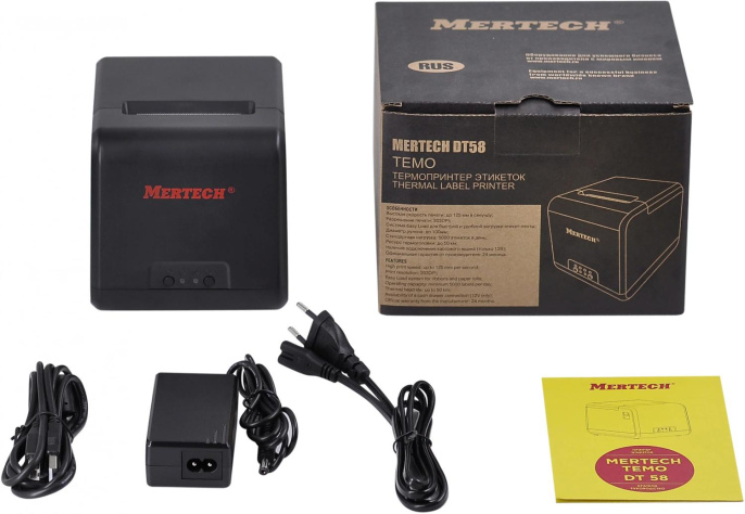 Термопринтер Mertech DT58 TEMO 4646 203dpi 150мм/с/USB для печ.накл. черный