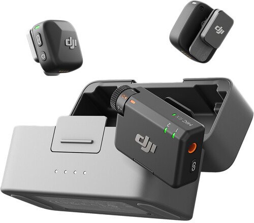 Радиосистема DJI Mic Mini (2TX + 1RX + Charging Case) DM3005 электретный (малый конденсатор), петличный/портативный, для интервью и репортажей/для смартфонов, круговая направленность, 20-20000 Гц, разъем USB Type-C/3.5 мм, радиус 400м, до 10.5 ч