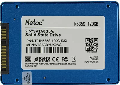 Накопитель SSD 120 Gb SATA 6Gb/s Netac N535S NT01N535S-120G-S3X 2.5"