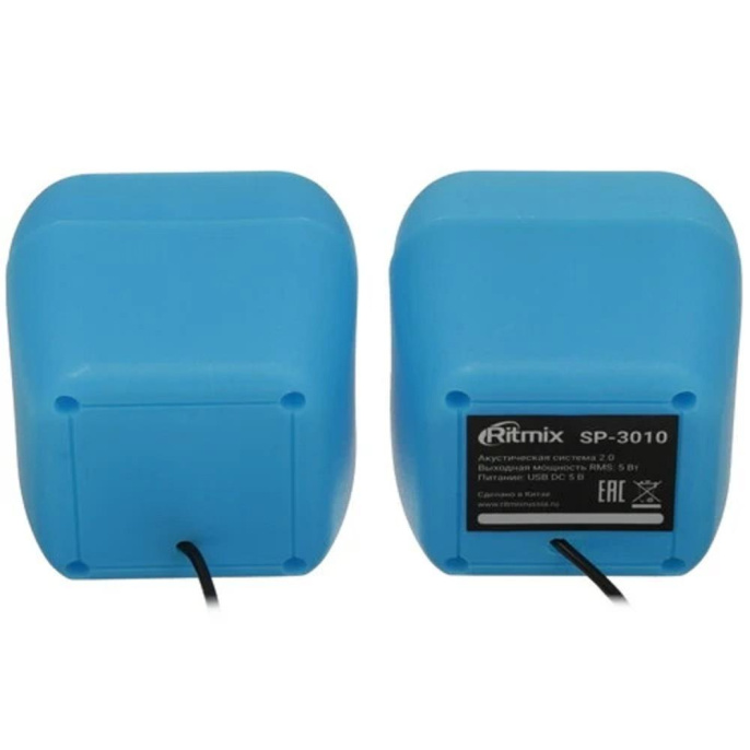 RITMIX SP-3010 blue {RMS: 5 Вт 2 х 2,5 Вт , Диаметр динамиков: 2’’, Частотный диапазон: 100 -20 кГЦ, Отношение сигнал/шум: ?80 дБ}
