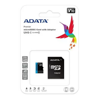 Карта памяти A-DATA Premier AUSDX256GUICL10A1-RA1 SDXC Memory Card 256Gb V10 UHS-I U1 Class10+ microSD-- SD Adapter