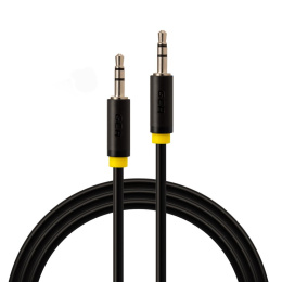 Greenconnect Кабель аудио 0.5m jack 3,5mm/jack 3,5mm черный, желтая окантовка, ультрагибкий, 28 AWG, M/M, Premium GCR-AVC1114-0.5m, экран, стерео