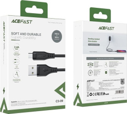 Кабель AceFast C3-09 USB Type-A - microUSB (1.2 м, черный) USB 2.0 Type-A/microUSB 2.0, черный, длина 1.2 м