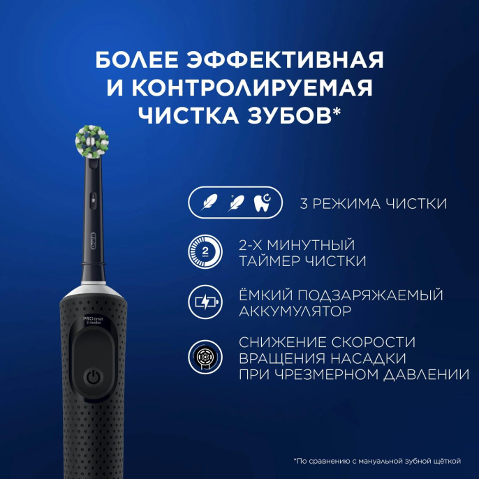 Электрическая зубная щетка Oral-B Vitality Pro 80368961, насадки для щётки: 2 шт, цвет: черный